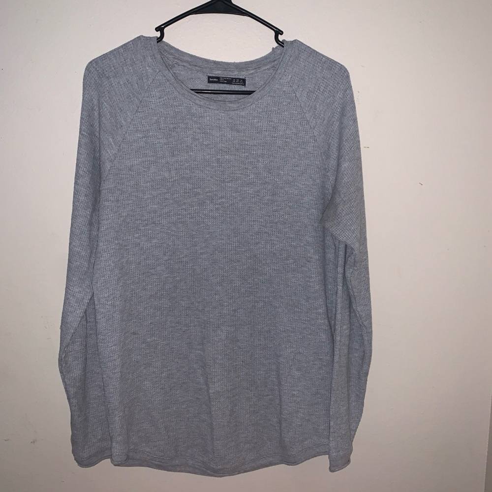 Bershka Grey Waffle Knit Sweater Size Medium